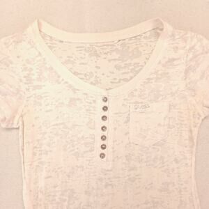 Guess Casual Short Sleeve Button Up Shirt Womens Size Large L White